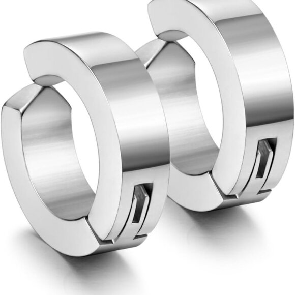 Stylish Stainless Steel Clip-On Huggie Hoops - Non-Piercing Earrings for All - Picture 1 of 7